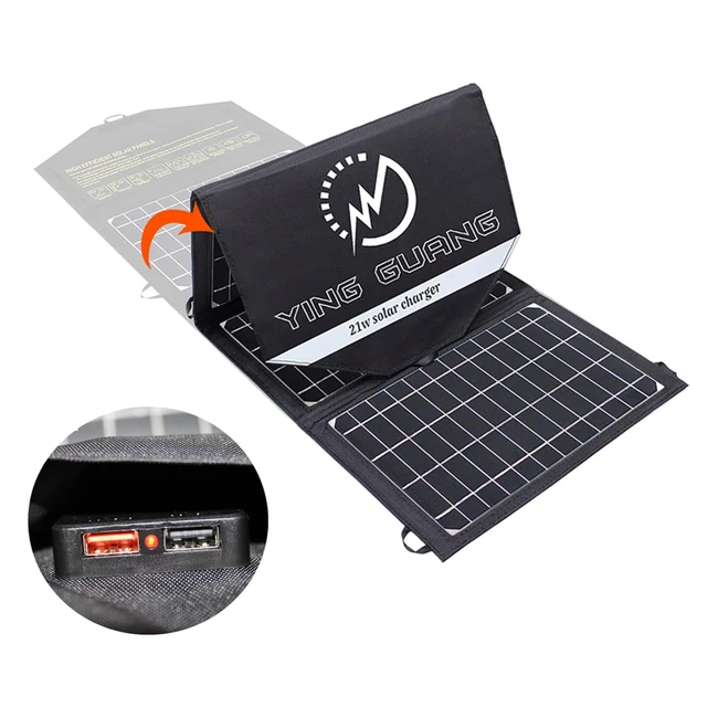 Chargeur Solaire Pliable 21W - Panneau Monocristallin - 2 Ports USB - Étanche - Pour Téléphones et Tablettes