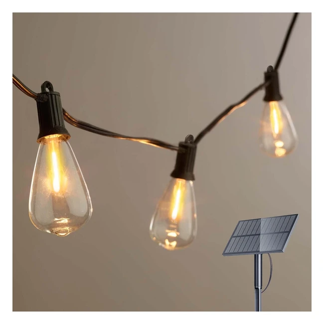 Kawaya Outdoor Festoon Lights Solar Powered Waterproof USB Charge 95m LED Vintage Hanging Fairy Lights