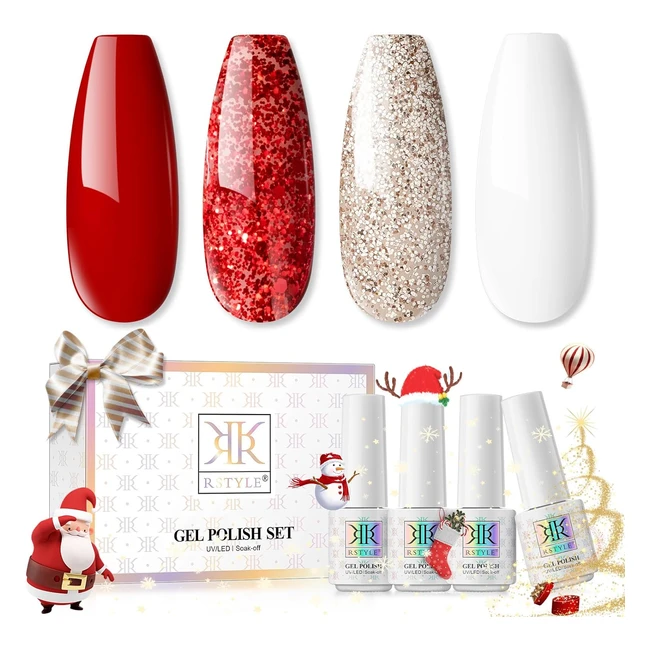 Smalto Gel Rstyle 4 Colori - Rosso Argento Glitter - Nail Art