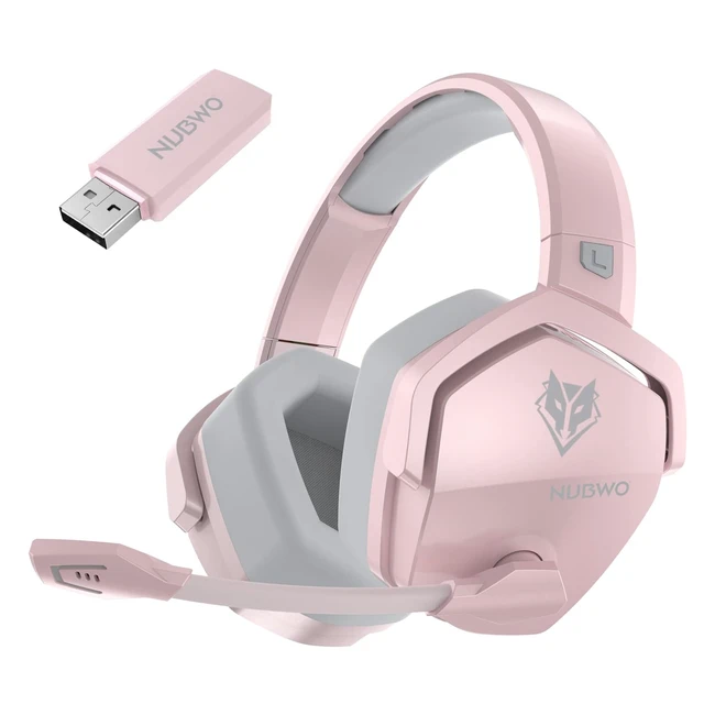 Nubwo G06 Wireless Gaming Headset für PS5 PS4 PC, Geräuschunterdrückung, 17 Stunden kabellose Nutzung, Pink