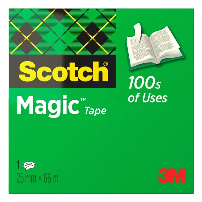 Scotch Magic Tape 1 Roll 25mm x 66m - Invisible Tape for Christmas Wrapping & Labelling