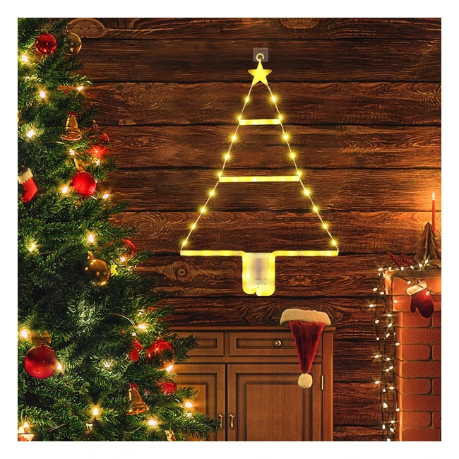 Luci Decorazioni Natalizie Geemoo con LED 50cm Albero di Natale Batteria Timer 8 Modalità - Bianco Caldo