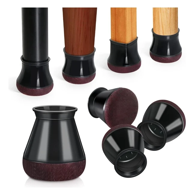 Protector Patas Sillas - 32 Piezas - Silicona - Tapas de Piernas - Almohadilla de Fieltro Engrosada - Negro