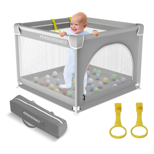Parc pour bébé 90 cm - Aire de jeux portable avec barrière de sécurité - Maille respirante - Centre d'activités pour tout-petits