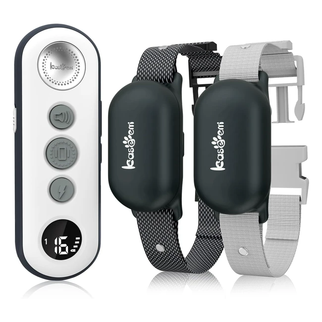 Collier de Dressage pour Chien - Rechargeable Électrique - 900m - 3 Modes - Étanche IPX7 - 16 Niveaux Ajustables - Pour Chiens 35-55kg - 2 Colliers