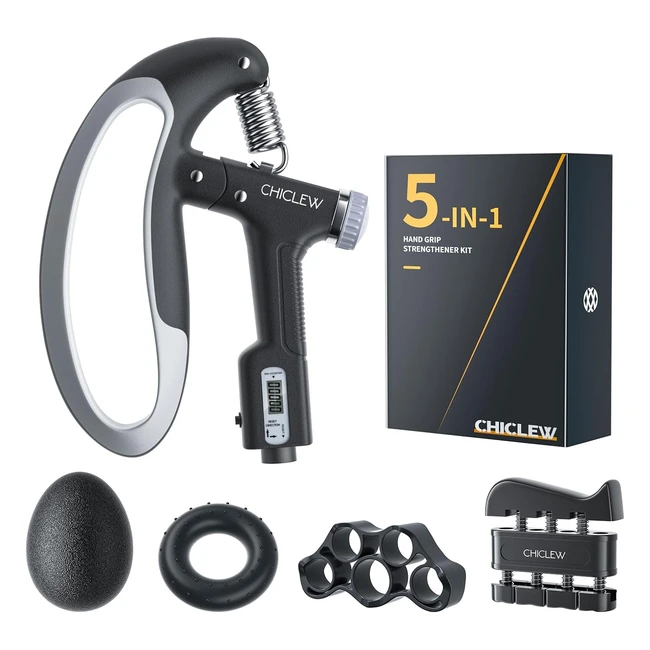 Kit de musculation des mains Chiclew - Résistance ajustable 10-100kg - Entraînement avant-bras - Exerciceur de doigts - Balle antistress