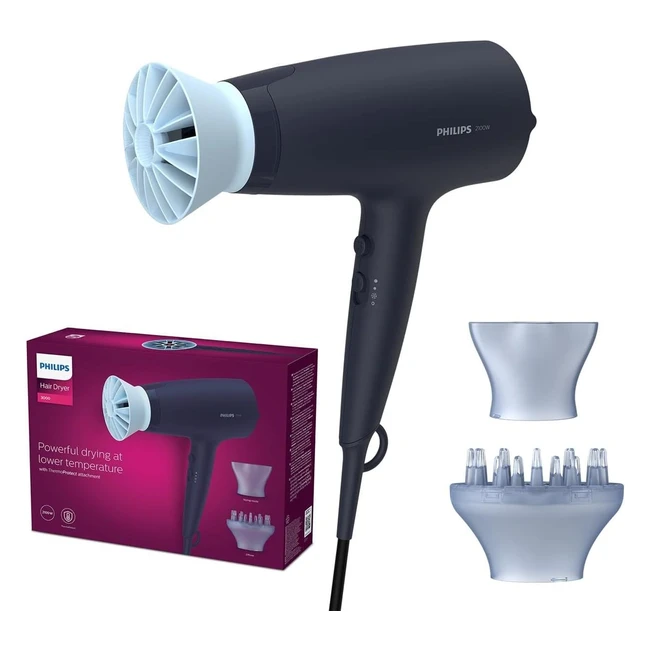 Asciugacapelli Philips Serie 3000 HD36020 - Potenza 2100W, Ioni, Accessorio Thermoprotect