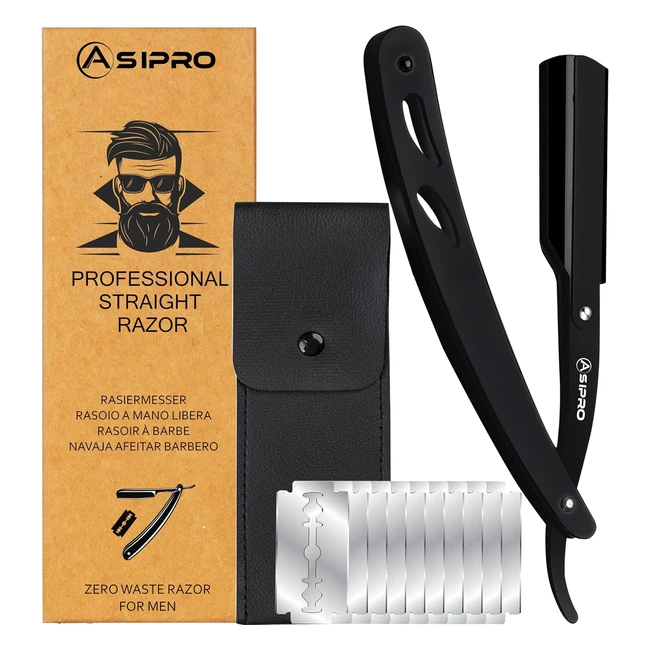 Rasoio a Mano Libera Professionale Asipro - 20 Mezze Lamette - Lama Singola - Custodia Protettiva