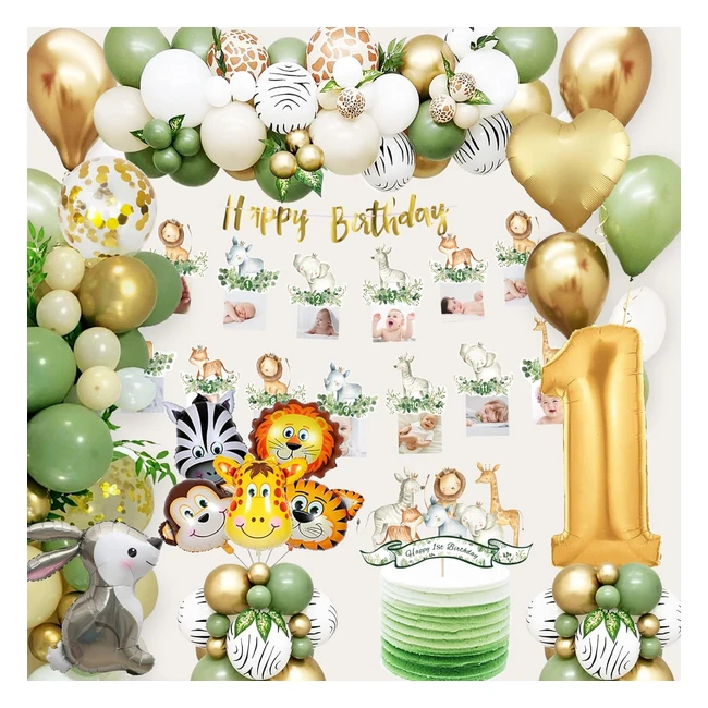 Decoraciones Cumpleaños 1 Año - Globos Animales de la Selva - Fiesta Infantil