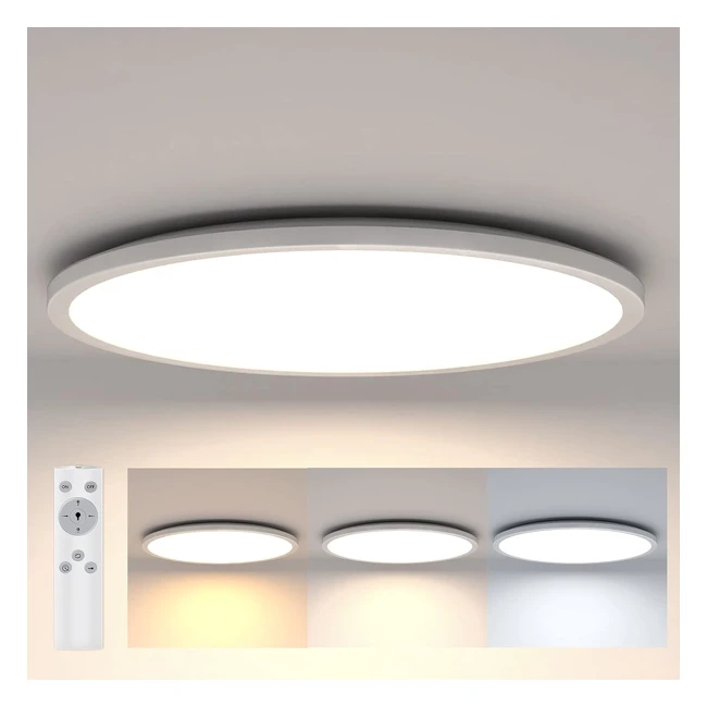 Plafoniera LED Dimmerabile con Telecomando - 18W, 2700-6500K, IP44, 1600lm - Lampada da Soffitto Moderna