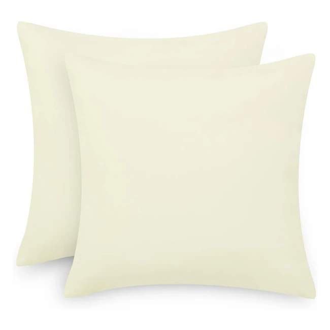 Taie d'oreiller 65x65 crème, lot de 2 en microfibre brossée avec fermeture éclair