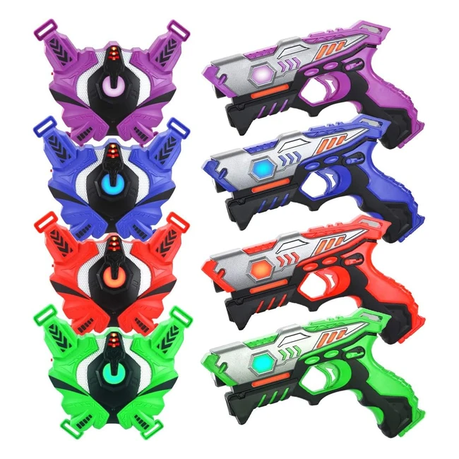 Pistolas de Juguete Tinoteen - Juego de 4 Jugadores - Rango de Tiro de 150 ft