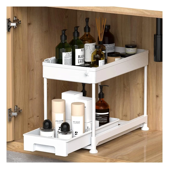 Organizador de cocina Ronlap para debajo del gabinete - 2 niveles, estante de almacenamiento multiusos