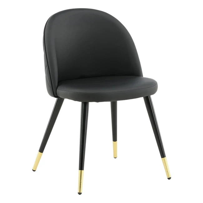 Venture Home Samt Esszimmerstuhl mit Rückensteppung PU Schwarz Messing 5776550