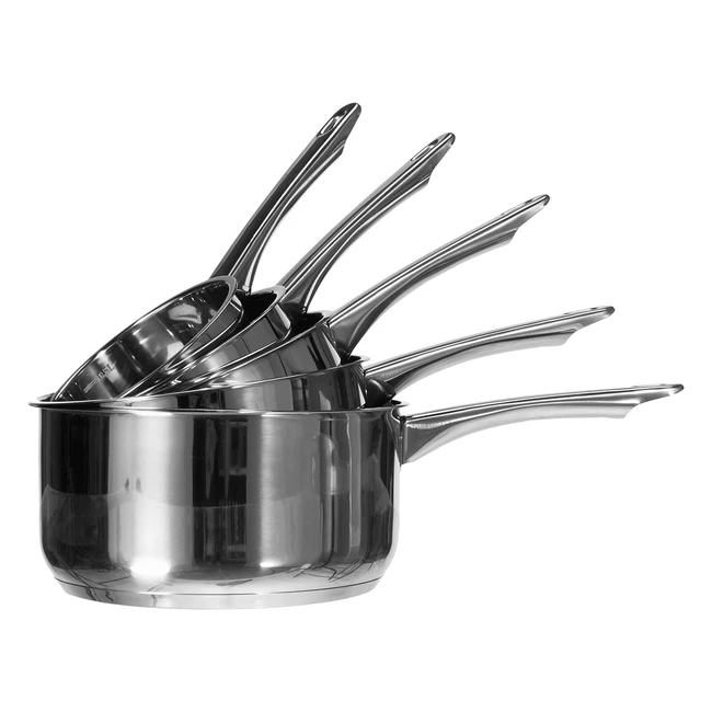 Set 5 Casseruola Kamberg 12 14 16 18 20 cm - Acciaio Inox - Manico Anti Calor - Tutti Fornelli e Induzione