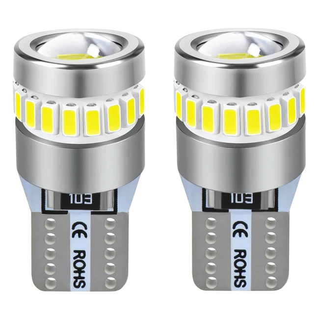 2 pcs T10 W5W LED 6000K Blanc 12V Voiture Ampoules 194 168 - Haute Luminosité, Longue Durée de Vie