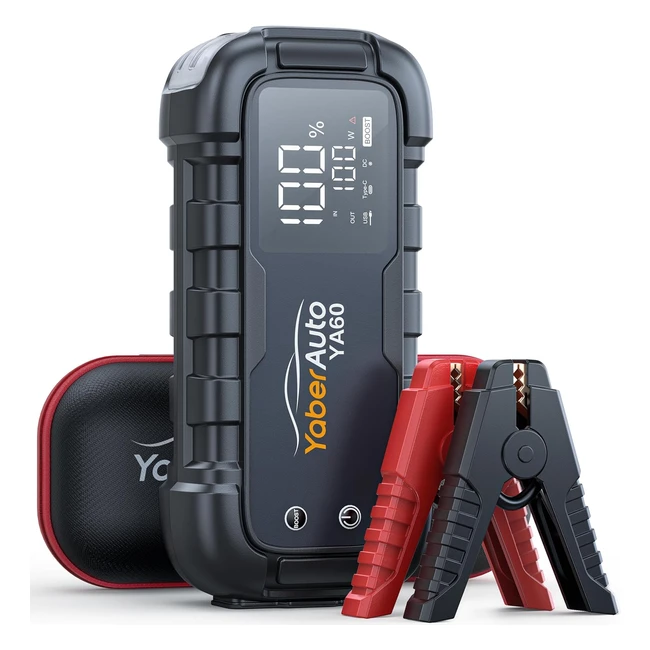 Yaberauto Jump Starter Power Pack 6000A - Car Battery Booster, Portable, Fast Charging, 600 Lumens Light