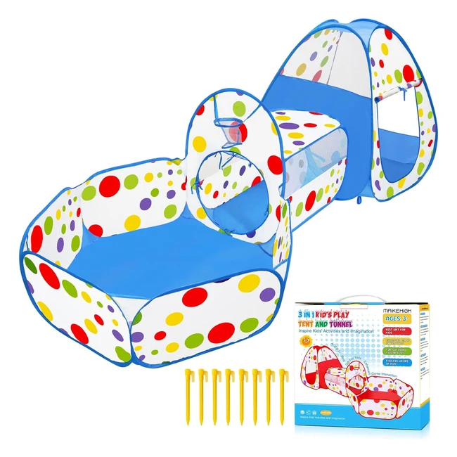 Tente tunnel enfant 3 en 1 Maikhigh - Pop up piscine à balles pliable - Jeux intérieur/extérieur - Cadeaux d'anniversaire