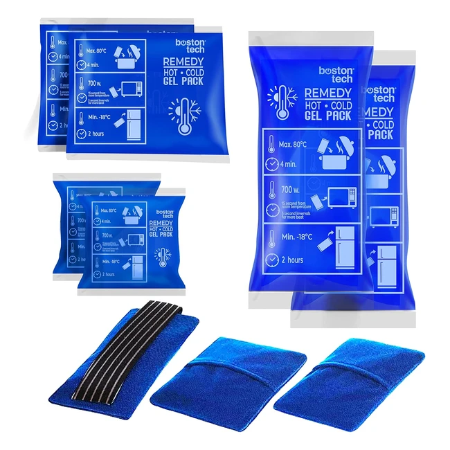 Remedy Bolsas de Gel para Frio y Calor - Pack 6 Bolsas Diferentes Tamaños - Ideal para Tratamiento de Dolores y Lesiones - Reutilizable