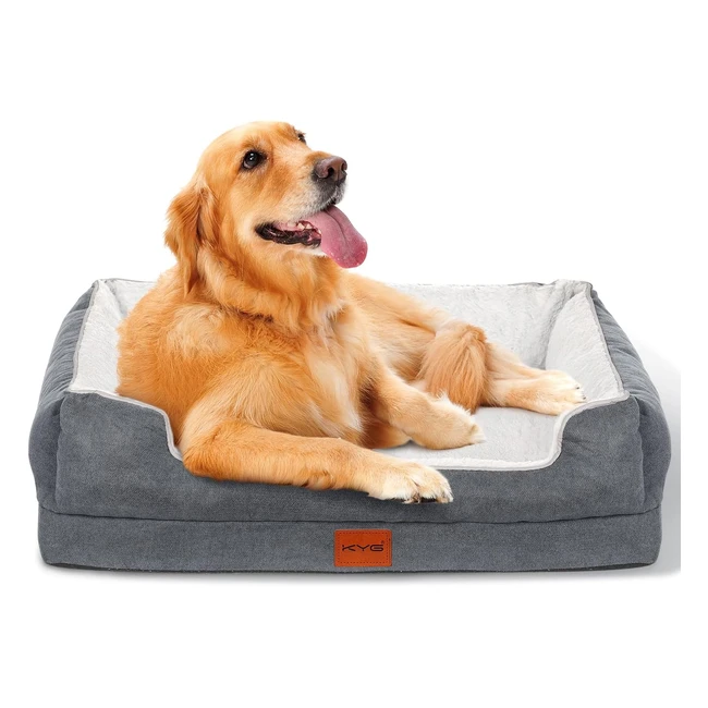 Cama Perro Grande KYG - Impermeable, Ortopédica, Desenfundable y Lavable - Gris 90x70x20cm