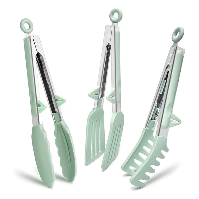 Pinze da cucina in acciaio inox 23cm - Pinza barbecue silicone per spaghetti insalata bbq carne pasta verde