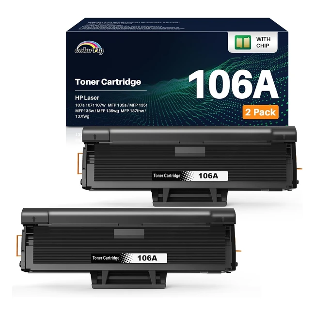 Toner Colorfly 106A W1106A per HP 106A - Nero - 2 Pack