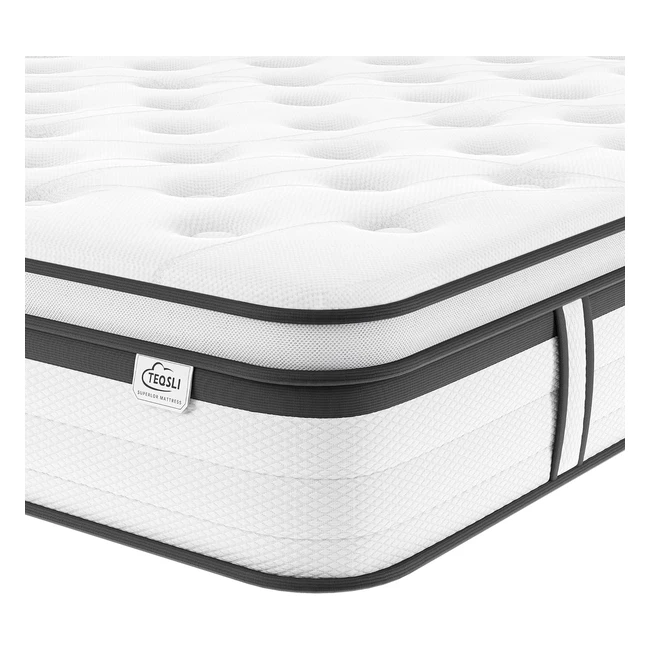 Teqsli Single Mattress - Gel Memory Foam Pocket Sprung Orthopedic Mattress - Medium Firm - 90x190x27 cm