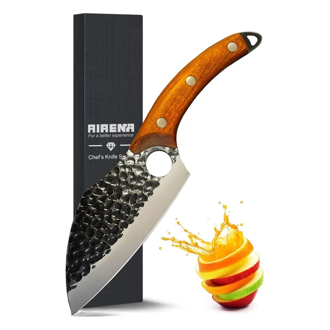Airena Handmade Forged Kitchen Knives Set - Chef's Knife, High Carbon Steel, Full Tang, Wood Handle