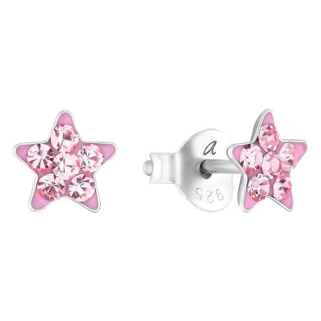 Amor Ohrstecker 925 Sterling Silber Mädchen Kinder Ohrschmuck Kristallglas 06 cm Blau Stern