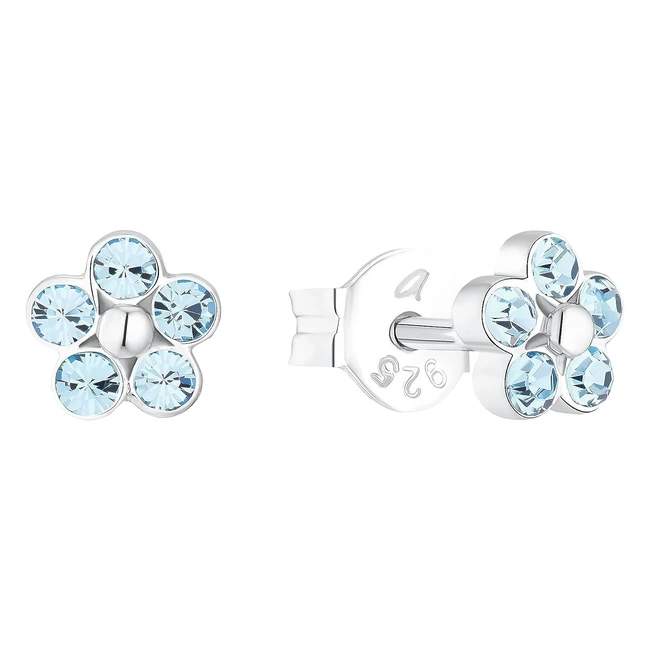 Amor Ohrstecker 925 Sterling Silber Mädchen Kinder Ohrschmuck mit Kristallglas 05 cm Silber Blume
