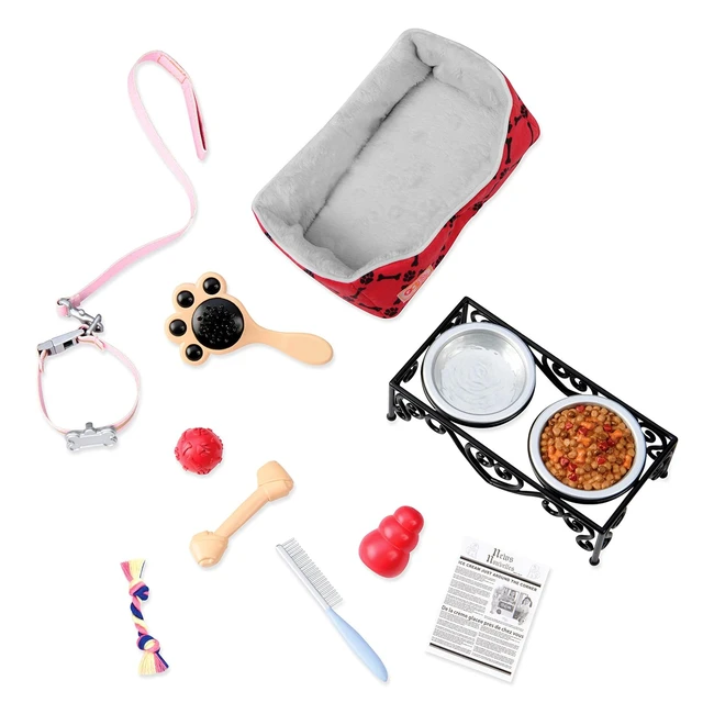 Kit Accessoires Animal de Compagnie BD37327Z - Panier pour Chiens, Bols, Brosse, Balle - 3 ans+