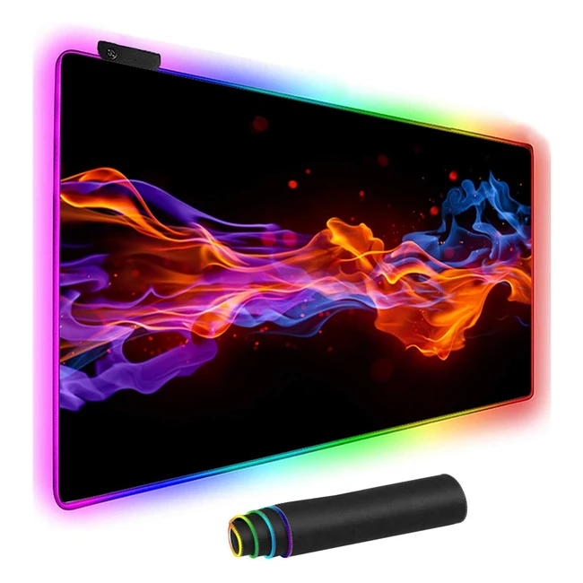 Tappetino Mouse RGB Oversize Incandescente LED Esteso - Base Gomma Antiscivolo - Tappetino Tastiera Computer - Tappetino Elettrico da Corsa - 315x118 pollici