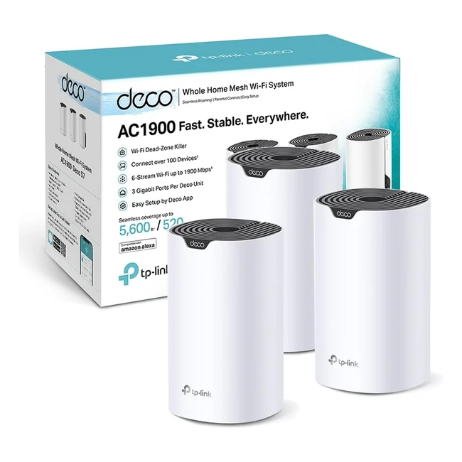 TP-Link Deco S1900 Mesh WLAN Set - AC1900 Dual Band Router & Repeater - 3x Gigabit Ports - Empfohlen für Häuser mit 3-5 Schlafzimmern - Umfassender Jugendschutz