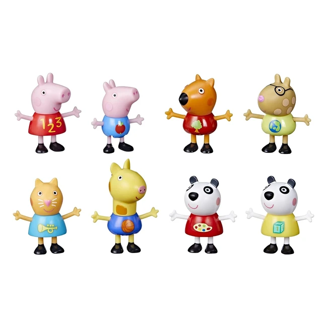 Peppa Pig Confezione Giocattolo da 8 Action Figure - George Pig, Peggi Panda, Candy Gatto - Dai 3 Anni in Su