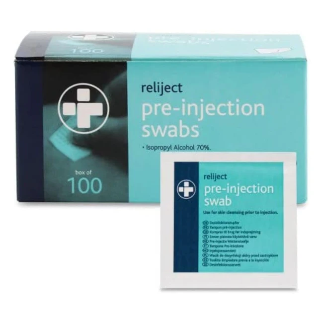 Reliance Medical Preinjection Swab Wipes - Pack of 100 - Sterile & Individually Wrapped