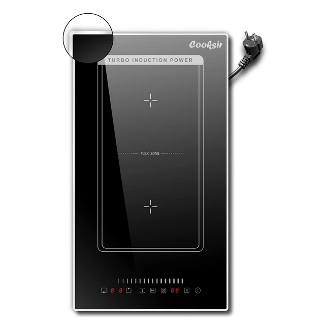 Plaque induction 2 feux Cooksir 3500W - Zone flexible - Cadre 29cm - Gril - Inox