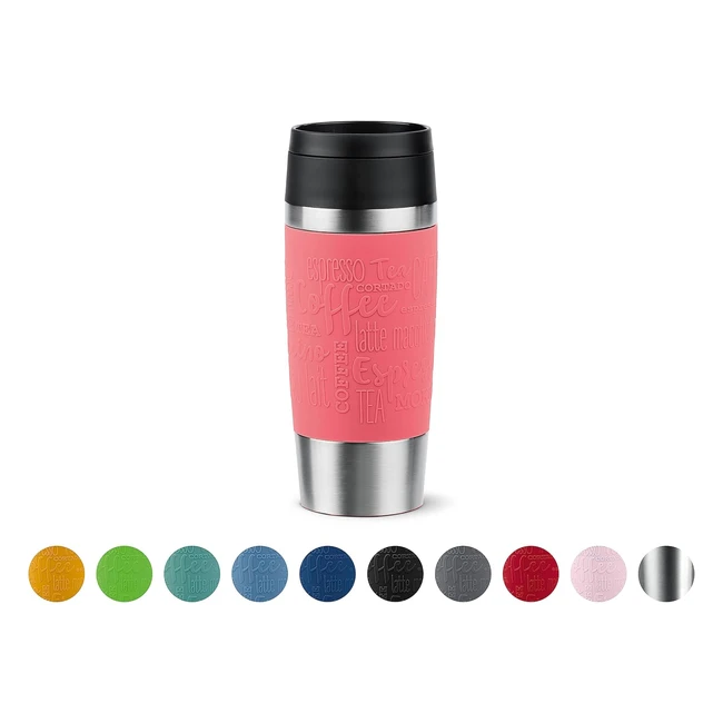 Emsa N20209 Travel Mug Classic Isolierte Tasse 036 Liter Komfortschraubverschluss Edelstahl 4 Stunden heiß und 8 Stunden kalt 100% auslaufsicher spülmaschinenfest 360 Trinköffnung Koralle