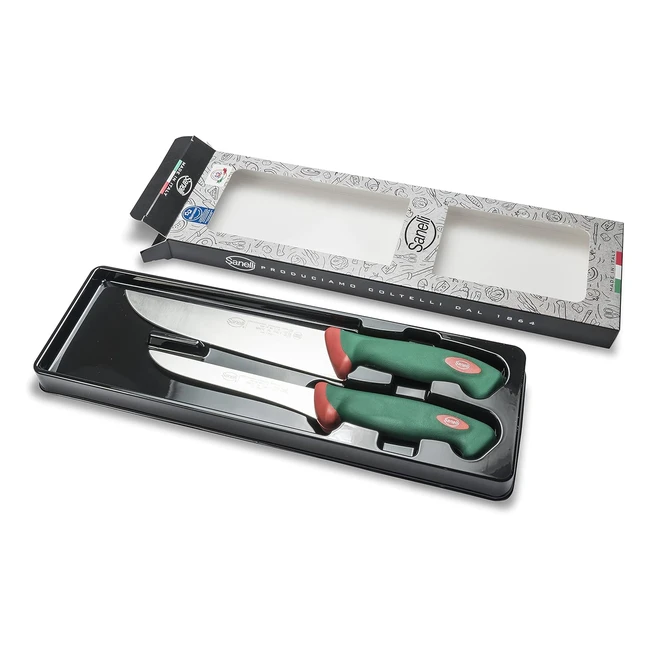 Sanelli Premana Professional - Coltelli Macellaio - Acciaio Inossidabile - Verde/Rosso - 39x13x3 cm - Confezione da 2