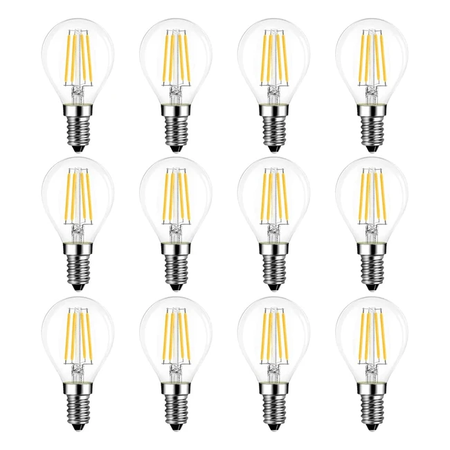 Lampadina Filamento LED E14 4W LVWIT 12x - Luce Bianca Calda 2700K - Mini Globo G45