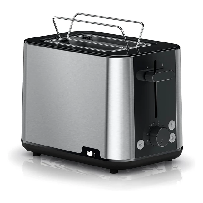Braun Purshine HT1510-BK Toaster - Doppelschlitztoaster, 8 Röststufen, Aufwärm- und Auftaufunktion, herausnehmbare Krümelschublade, 900 Watt, Schwarz