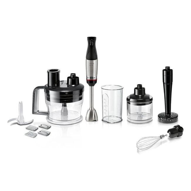 Bosch Ergomaster Serie 6 MSM6M673 Handmixer Edelstahl Mixer verschleißfreie Keramikkupplung Luftkühlung Zerkleinerer Kartoffelstampfer Schneebesen 1000 W Edelstahl