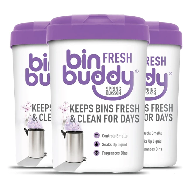 Bin Buddy Fresh Spring Blossom 450g x 3 - Deodoriser Powder for Indoor and Outdoor Bins