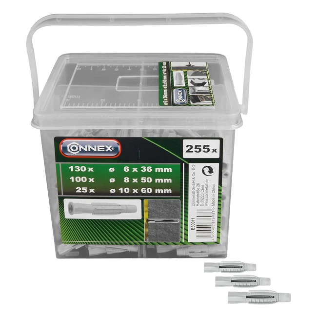 Assortiment de 255 chevilles universelles Connex B30011 - Haute qualité et longue durée de vie