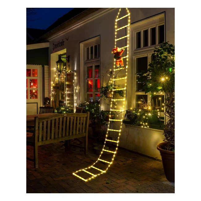 Guirnalda Luces Navidad LED Escalera Papá Noel Temporizador 8 Modos - Decoración Interior/Exterior