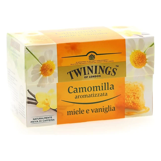 Twinings Camomilla Aromatizzata al Miele e Vaniglia - Sapore Dolce e Avvolgente - Proprietà Calmanti e Rilassanti - 6 Confezioni da 20 Filtri