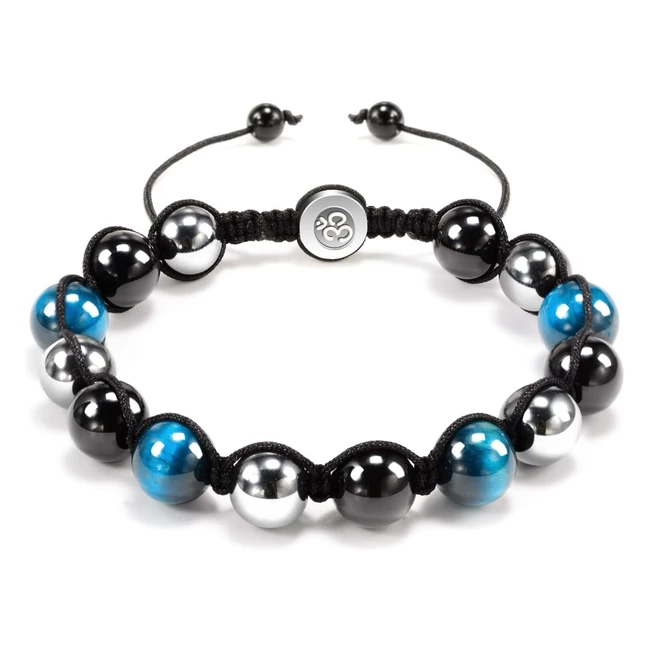 Bracelet Triple Protection Homme Femme 810mm - Hématite Noire et Bleue, Œil de Tigre - Pierre Naturelle - Bonne Chance et Prospérité
