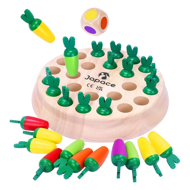 Jeu de société enfant Japace - Mémoire Carotte en bois - Cadeau jeu de société famille - 3-6 ans