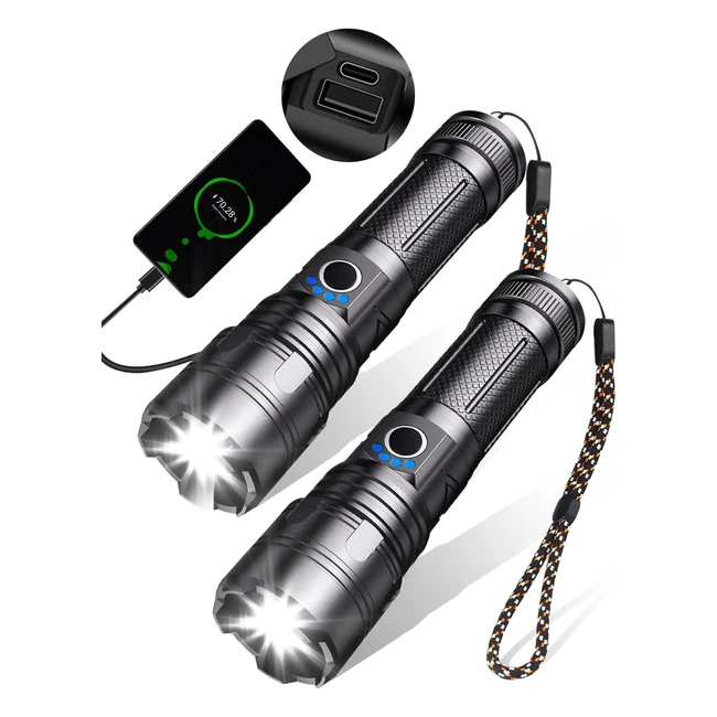 Torcia LED Maxesla 8000lm Potente Professionale C3000mAh Ricaricabile