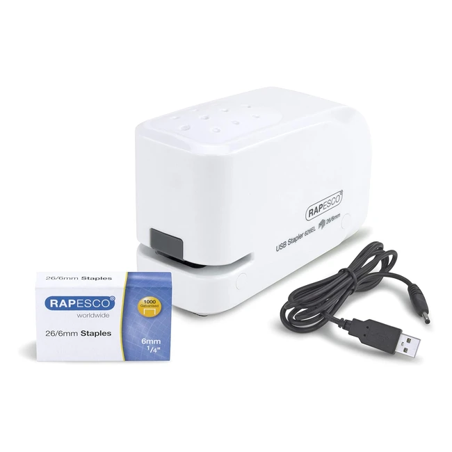 Grapadora automática Rapesco 1453 626EL - USB/Batería - 1000 grapas - Capacidad 15 hojas - Blanco