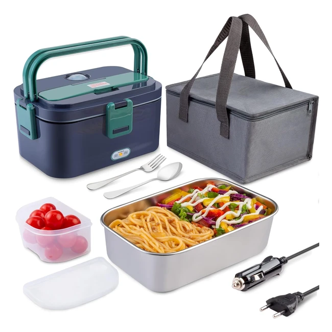 Kimfead Scaldavivande Elettrico Portatile 60W - Riscaldamento Rapido - 3 in 1 - Auto, Camion, Ufficio - Borsa Blu